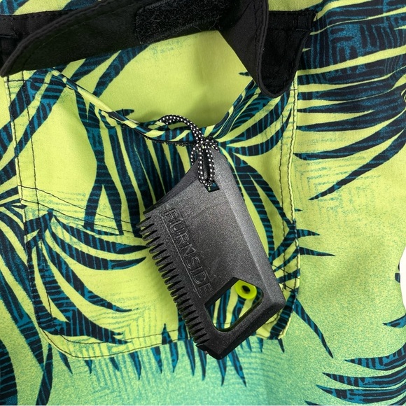 Burnside Men's Board Shorts Surf Swim Cyan Blue Casual Tropical Print Size 33 - Picture 8 of 13